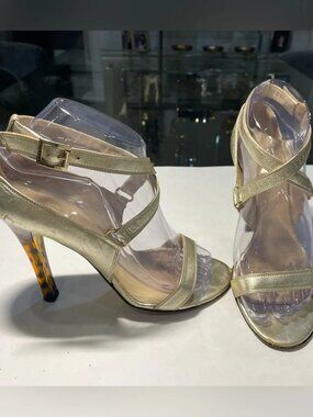 Vintage Versace Strappy Gold Sandal Heels Size 38